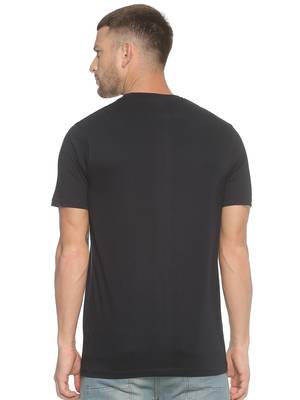 Blue Plain Cotton Knitted Stretch Men Tshirts 2