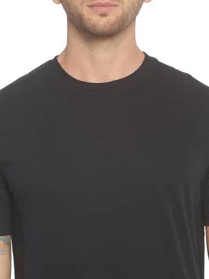 Blue Plain Cotton Knitted Stretch Men Tshirts 5