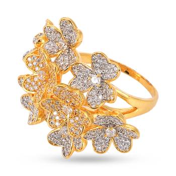 Floral Designer Fancy Partywear Clubwear Cocktail Ring For Women And Girls 1