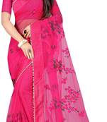 Dark Red Women's Net Designer Embroidery Saree With blouse