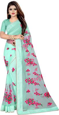 Pista Women's Net Designer Embroidery Saree With Blouse 1