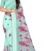 Pista Women's Net Designer Embroidery Saree With Blouse