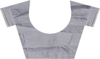 Grey Women's Net Designer Embroidery Saree With Blouse  4
