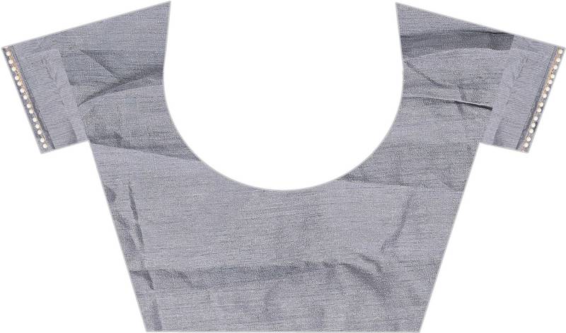 Grey Women's Net Designer Embroidery Saree With Blouse 