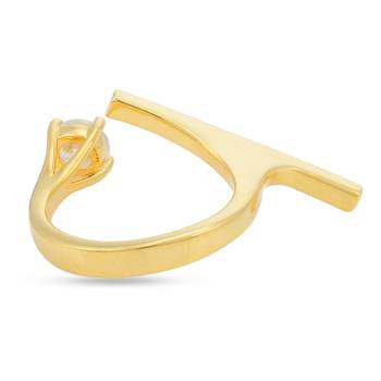 Designer Stylish Partywear Clubwear Gold Plated American Diamonds Cocktail Ring For Women And Girls 2