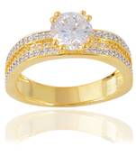 Fashion Jewellery Stylish Fancy Daily Wear Designer Solitaire Gold Plated Metal Ring For Women Girls