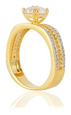 Fashion Jewellery Stylish Fancy Daily Wear Designer Solitaire Gold Plated Metal Ring For Women Girls 2