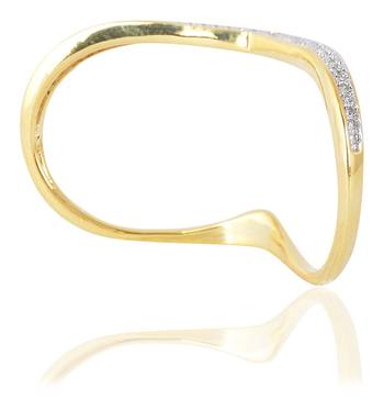 Stylish Fancy Partywear Clubwear Designer Two Finger Gold Plated Cocktail Ring For Women Girls 1