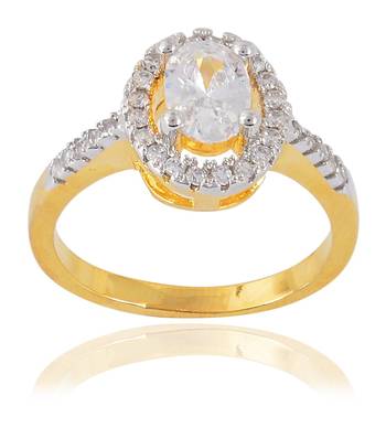 American Diamonds Stylish Designer Party Wear Gold Plated Metal Ring For Women Girls 1