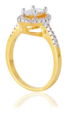 American Diamonds Stylish Designer Party Wear Gold Plated Metal Ring For Women Girls 2