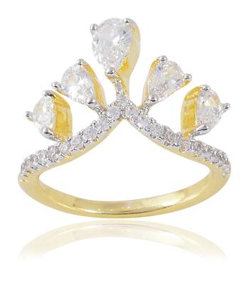 Designer Fancy Partywear Stylish Gold Plated Metal Ring For Women Girls 1