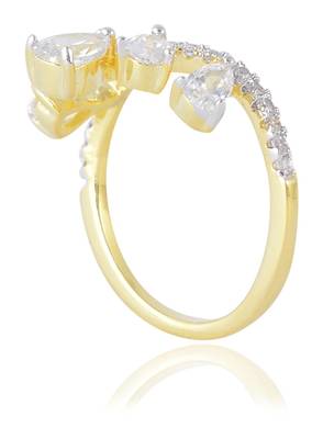 Designer Fancy Partywear Stylish Gold Plated Metal Ring For Women Girls 2