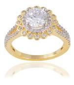 Stylish Fancy Partywear Designer Two Tone Gold Plated Solitaire Ring For Women Girls