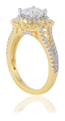 Stylish Fancy Partywear Designer Two Tone Gold Plated Solitaire Ring For Women Girls 2