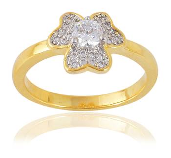 Heart Designer Two Tone Plated Stylish Solitaire Ring For Women Girls 1