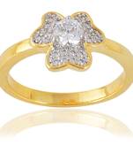 Heart Designer Two Tone Plated Stylish Solitaire Ring For Women Girls