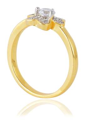 Heart Designer Two Tone Plated Stylish Solitaire Ring For Women Girls 2