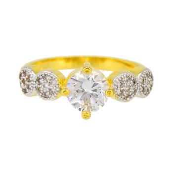 Classic Designer Stylish Daily Office Wear Gold Plated Solitaire Ring For Women Girls 2