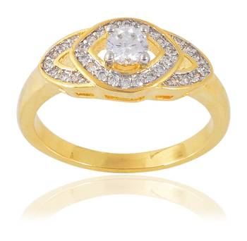 Fashion Jewellery Stylish Party Wear Designer Gold Plated Metal Ring For Women Girls 1