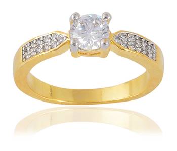 Classic American Diamonds Gold Plated Metal Ring For Women Girls 1