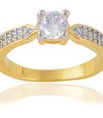 Classic American Diamonds Gold Plated Metal Ring For Women Girls