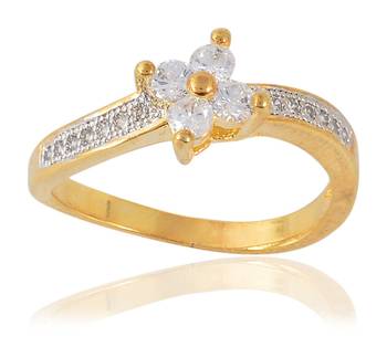 Stylish American Diamonds Designer Gold Plated Ring For Women Girls 1