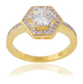 Fashion Jewellery Designer Fancy Stylish Dailywear Casual Gold Plated Metal Solitaire Ring For Women Girls 2