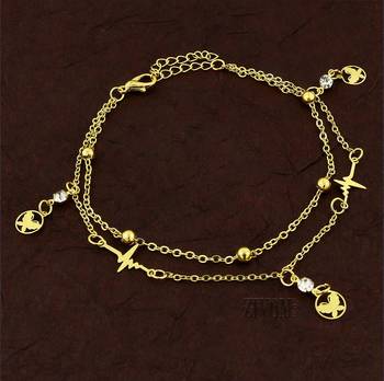 Gold cubic zirconia anklets 1