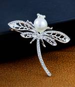 Silver pearl brooch