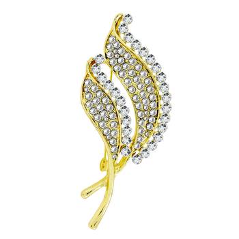 Gold cubic zirconia brooch 2