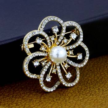 Pink cubic zirconia brooch 1