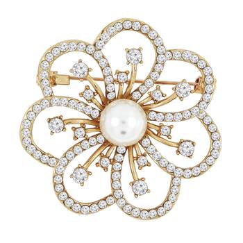 Pink cubic zirconia brooch 2