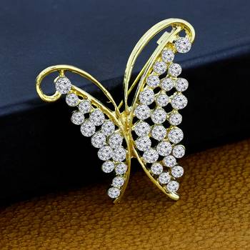 Gold cubic zirconia brooch 1