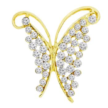Gold cubic zirconia brooch 2