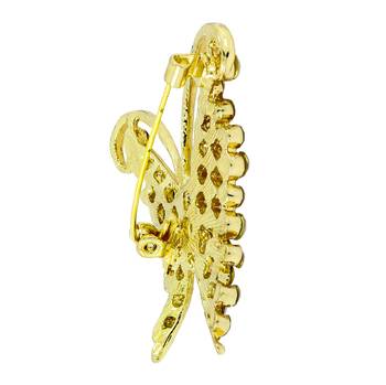 Gold cubic zirconia brooch 3