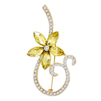 Yellow cubic zirconia brooch 2
