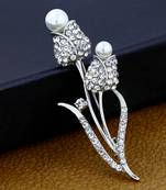 Silver cubic zirconia brooch