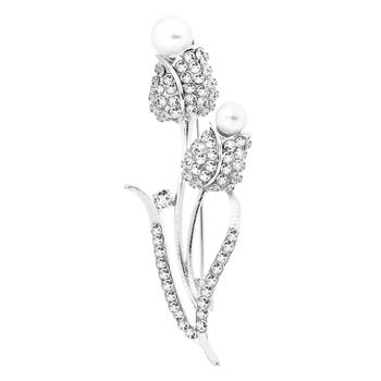 Silver cubic zirconia brooch 2