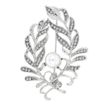 Silver cubic zirconia brooch 2