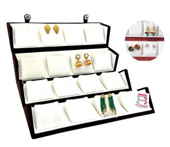 atorakushon VELVET COMBO JEWELLERY  EARRINGS box NECKLACE ORGANISER FOR WOMEN'S 1PCS (CREAM) 1