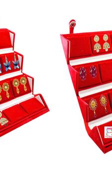 atorakushon Velvet 16 Pair Earrings Organizer Jewellery Box for Women and Girls pack of 2 maroon