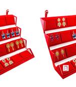 atorakushon Velvet 16 Pair Earrings Organizer Jewellery Box for Women and Girls pack of 2 maroon