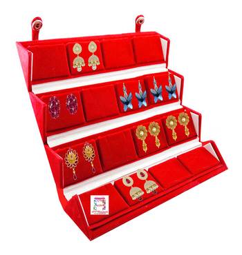 atorakushon Velvet 16 Pair Earrings Organizer Jewellery Box for Women and Girls maroon 1