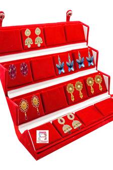 atorakushon Velvet 16 Pair Earrings Organizer Jewellery Box for Women and Girls maroon