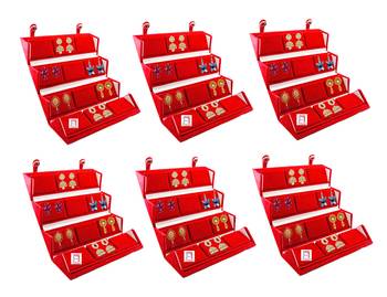 atorakushon Velvet 12 Pair Earrings Organizer Jewellery Box for Women and Girls pack of 6 maroon 1