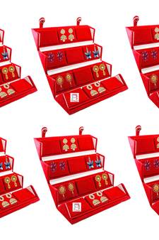 atorakushon Velvet 12 Pair Earrings Organizer Jewellery Box for Women and Girls pack of 6 maroon