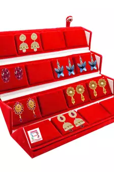 atorakushon Velvet 16 Pair Earrings Organizer Jewellery Box for Women and Girls maroon