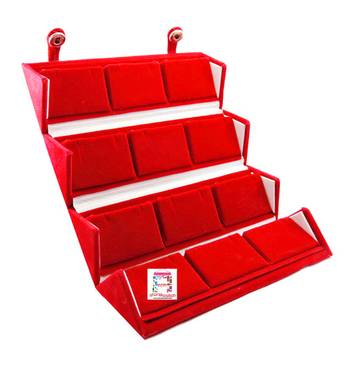 atorakushon Velvet 12 Pair Earrings Organizer Jewellery Box for Women and Girls pack of 3 maroon 2