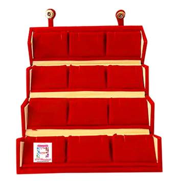 atorakushon Velvet 12 Pair Earrings Organizer Jewellery Box for Women and Girls pack of 3 maroon 3