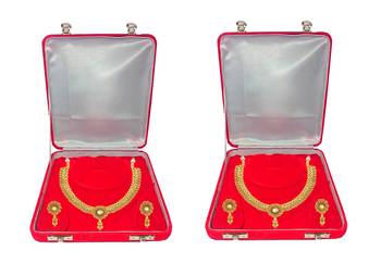 ATORAKUSHON Red Plastic Jewellery Organizer, Pendant Set/Necklace Earrings Top Vanity Box for Women- Pack of 2 1